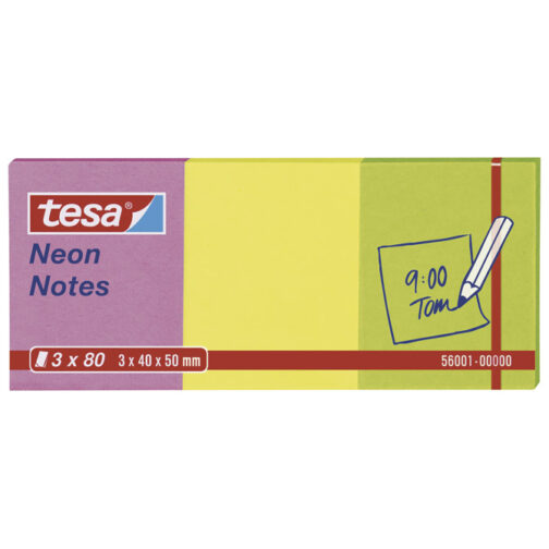 Blok samoljepljiv  40x50mm 3x80L Neon notes Tesa 56001 neon mix!!