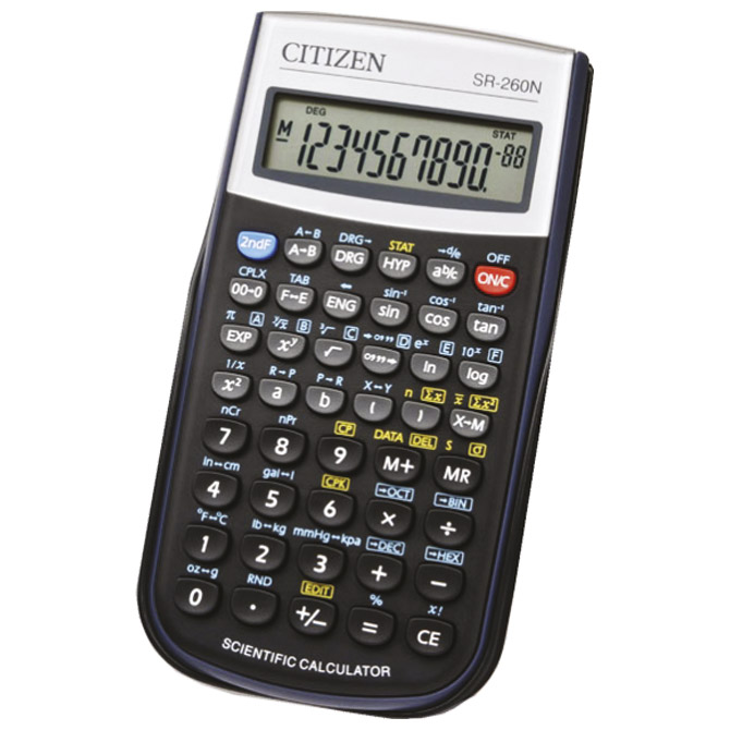 Kalkulator tehnički 10+2mjesta 165 funkcija Citizen SR-260N crni blister!!