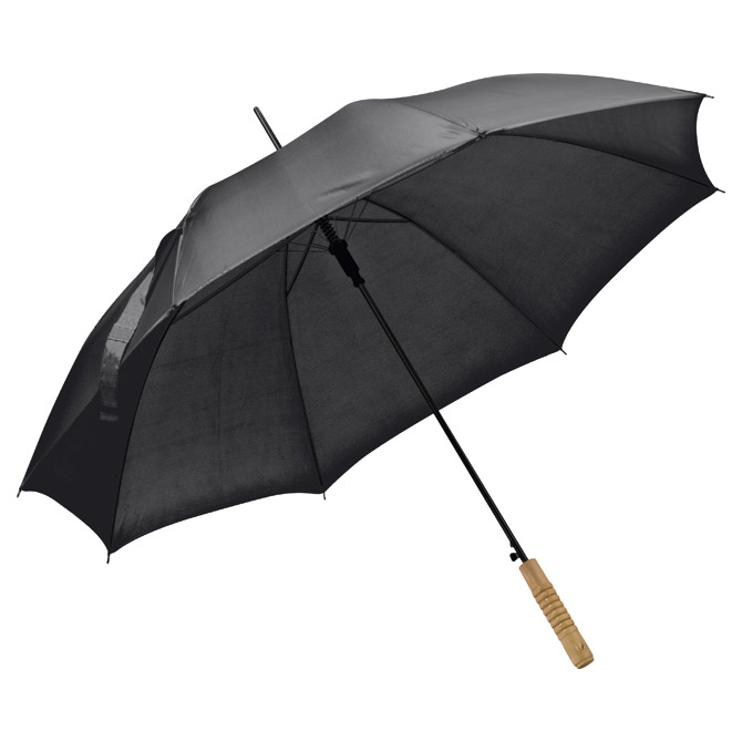 Kišobran automatik s drvenom drškom crni