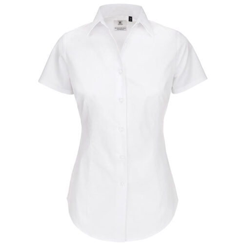 Košulja ženska kratki rukavi B&C Black Tie 135g bijela 2XL!!