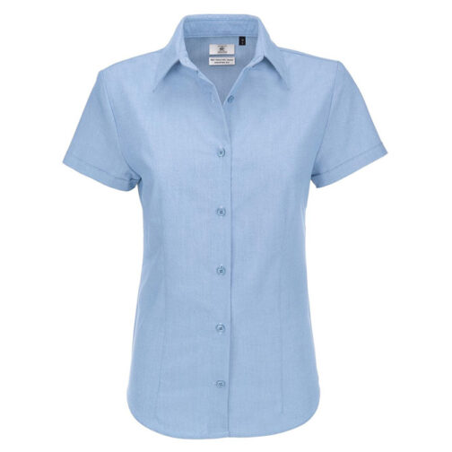 Košulja ženska kratki rukavi B&C Oxford 135g nebo plava XS