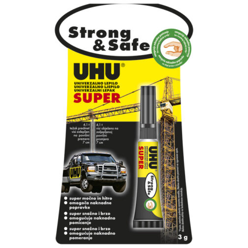 Ljepilo trenutačno  3g Super Strong&Safe UHU L0180020 blister