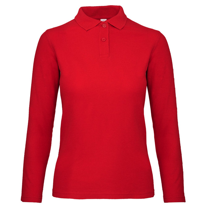 Majica dugi rukavi polo B&C ID.001 LSL/women 180g crvena XL