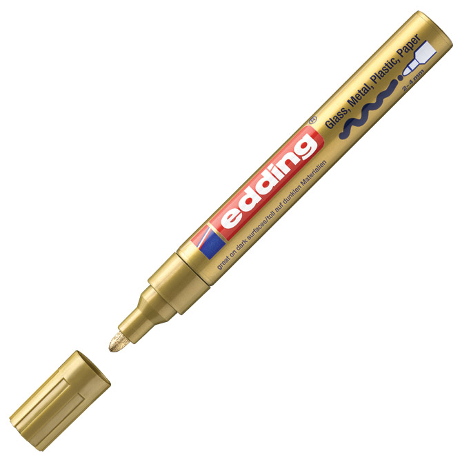Marker permanentni sjajni lakirajući 2-4mm Edding 750 zlatni