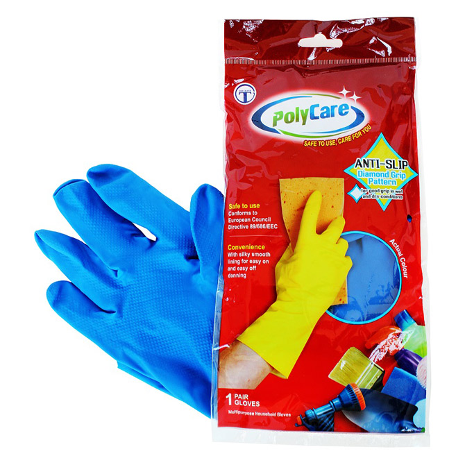 Pribor za čišćenje-rukavice za domaćinstvo PolyCare plave blister L!!
