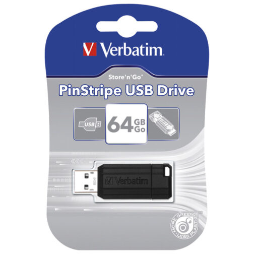 Memorija USB 64GB 2.0 PinStripe Verbatim 49065 crni blister