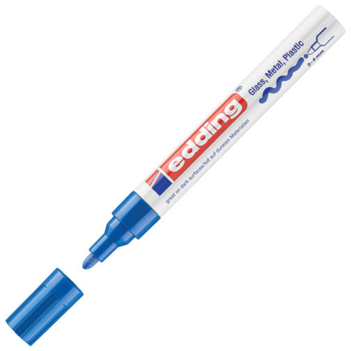 Marker permanentni sjajni lakirajući 2-4mm Edding 750 plavi