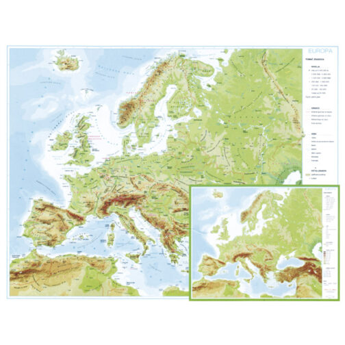 Karta Europe 56x49cm plastificirana obostrana Trsat