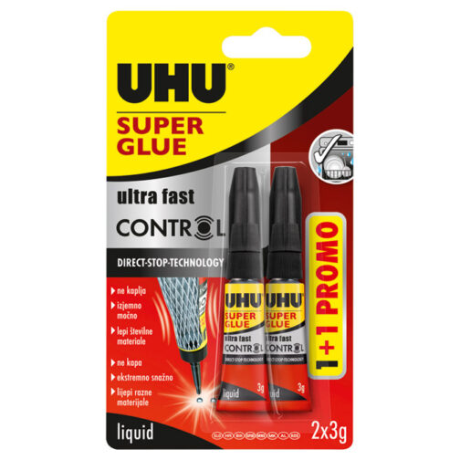 Ljepilo trenutačno  3g+1gratis Super glue(cianoakrilat) UHU L0182000 blister
