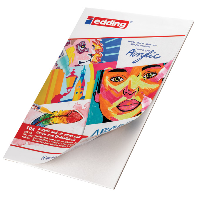 Blok-papir-za-akrilneuljne-boje-10-listova-A3-300g-Edding Blok-papir za akrilne/uljne boje 10 listova A3 300g Edding