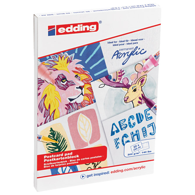 Blok-papir-za-akrilneuljne-boje-20-listova-A6-300g-za-razglednice-Edding Blok-papir za akrilne/uljne boje 20 listova A6 300g (za razglednice) Edding