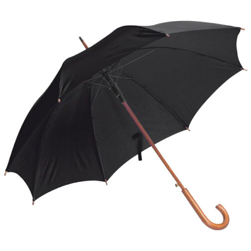 Kišobran automatik s drvenom ručkom crni