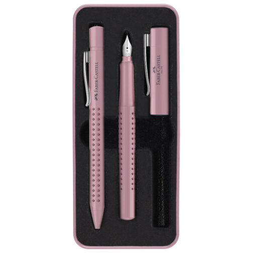Garnitura olovka kemijska+nalivpero Grip 2010 Harmony u met.kutiji Faber Castell 201528 roza
