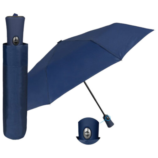 Kišobran automatik (otvaranje+zatvaranje na gumb) sklopivi s gumiranom drškom Promo Mini Lovers Perletti 96009-02 plavi