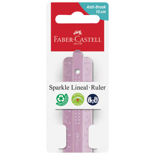 Ravnalo pvc 15cm Sparkle Faber-Castell 172015 sort blister